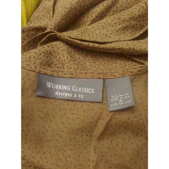 Working Classics Designs Witness Size 16 Brown Floral Vines Kaftan Style Dress - Picture 5 of 7